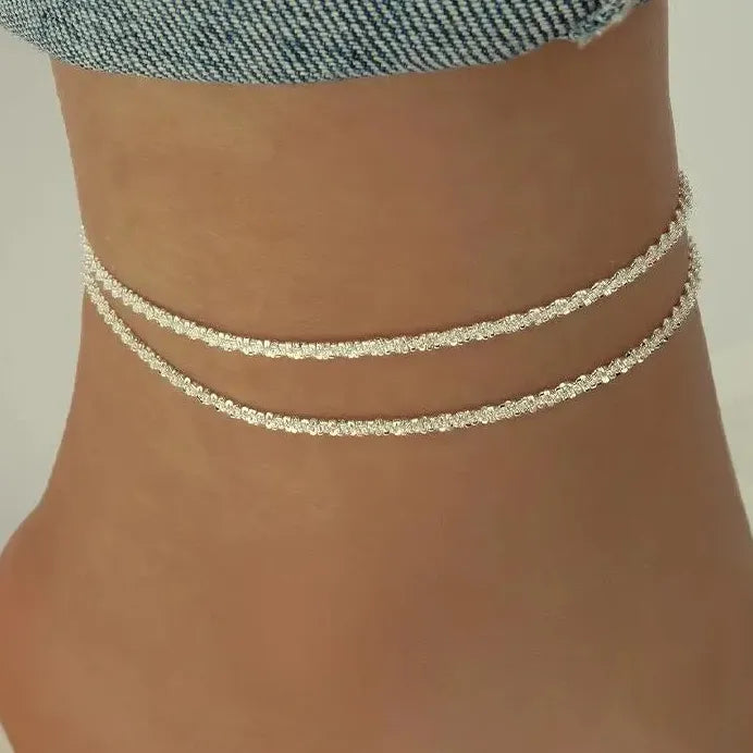 Elegant Silver Zinc Alloy Geometric Anklet for Women Beach Jewelry