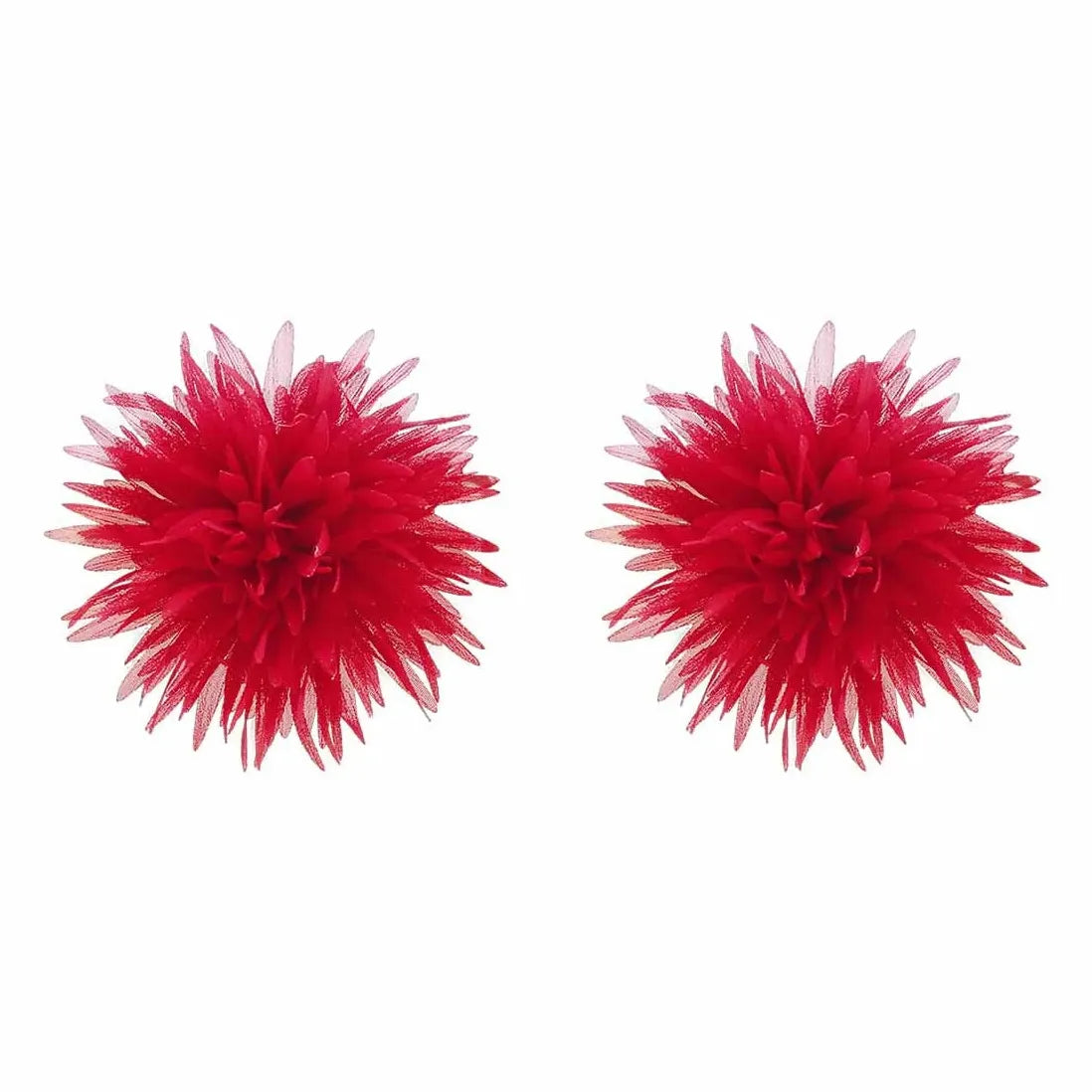 6 Colors Large Fluffy Fabric Flower Stud Earrings Women Vintage Boho Jewelry
