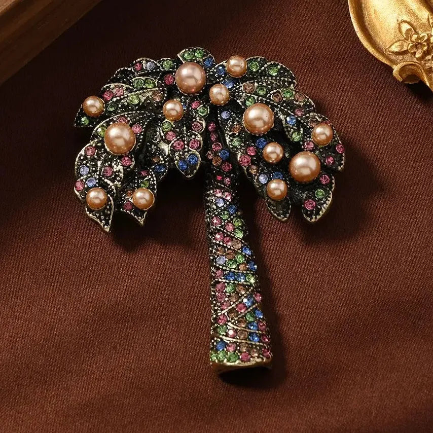 Luxury Coconut Tree Brooch Pin Classic Style Gift for Women Men