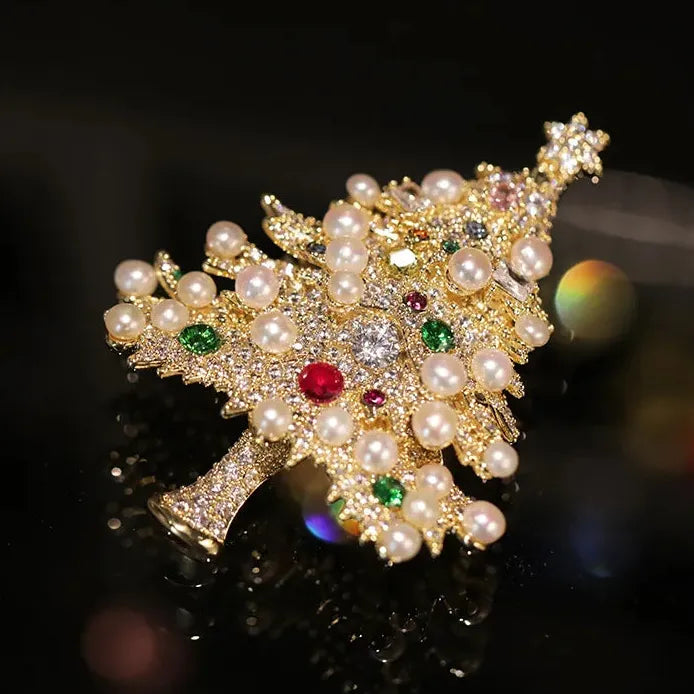 Luxury Christmas Tree Brooch Pin Classic Style Jewelry Gift for Women