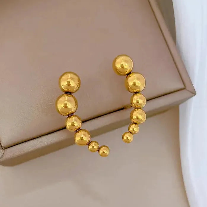 Vintage Gold Round Copper Stud Earrings for Women Classic Geometric Jewelry Gift