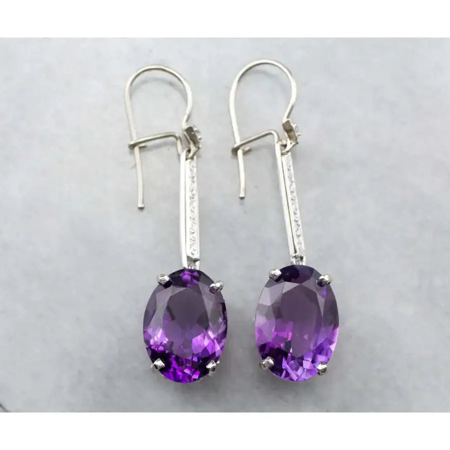 Purple Zirconia Geometry Drop Earrings Women Girls Metal Party Jewelry INS Style