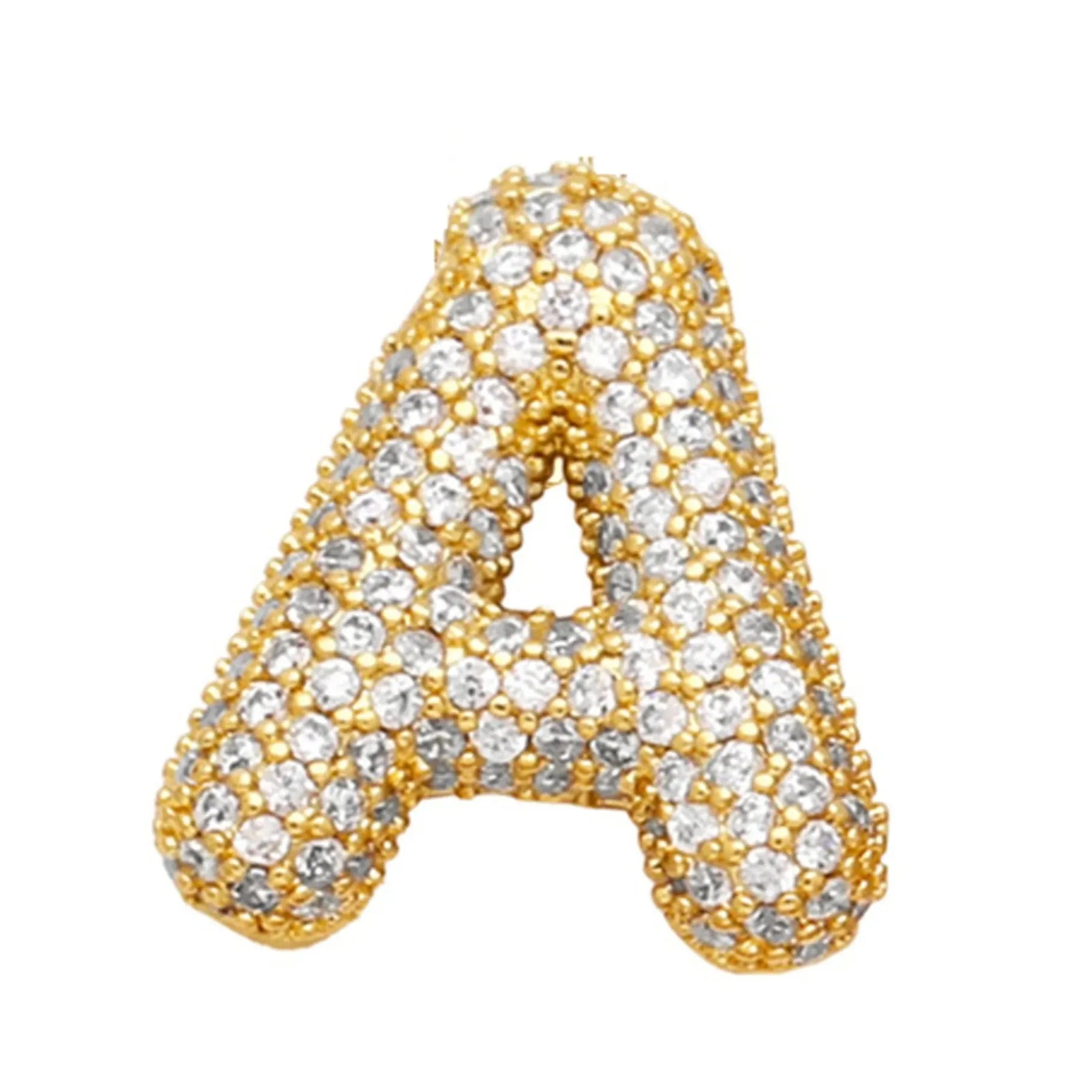 2026 Stainless Steel Bubble Letter A-Z Necklace Cubic Zirconia Pendant Women Girls