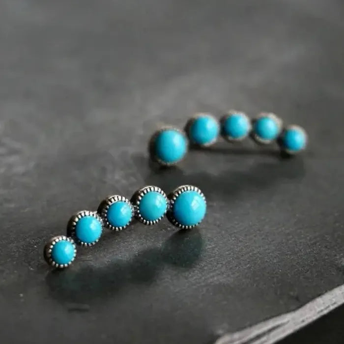 Vintage Turquoise Bohemian Ethnic Women's Synthetic Stone Pendant Earrings Jewelry