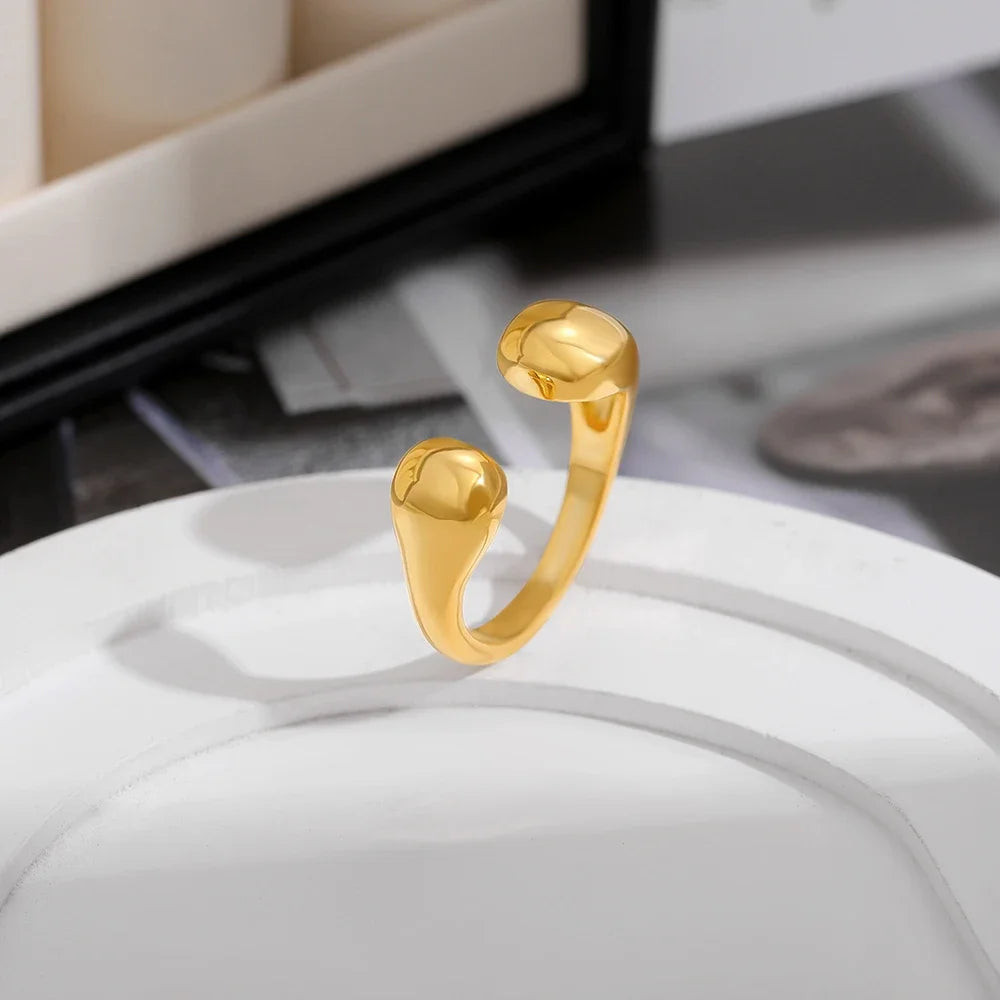 18k Gold Plated Hypoallergenic Waterproof Droplet Ring for Women Stylish Bijoux