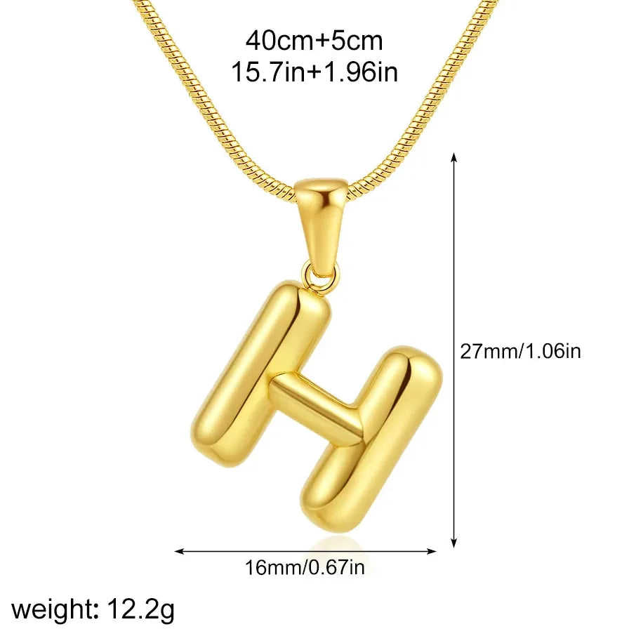 18k Gold Plated Stainless Steel Alphabet Initial Pendant Necklace A-Z for Women