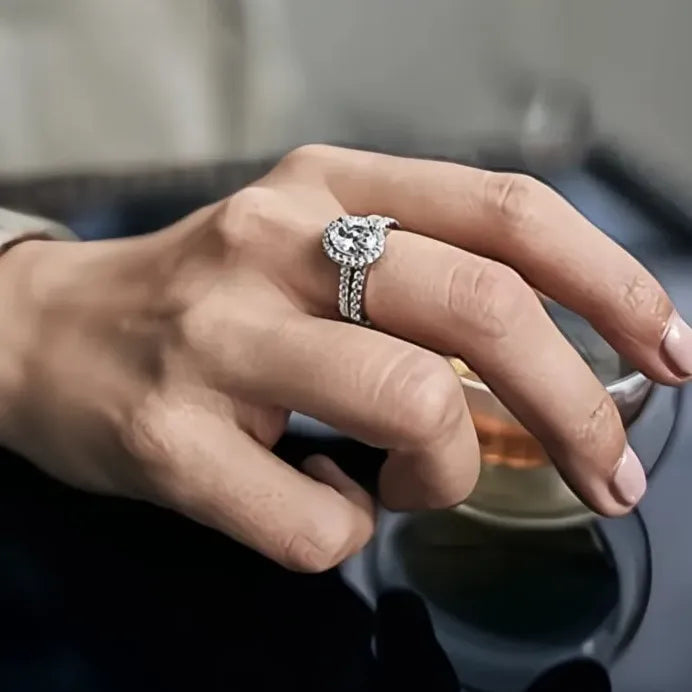 Elegant Oval Cubic Zirconia Women’s Wedding Rings Bridal Set