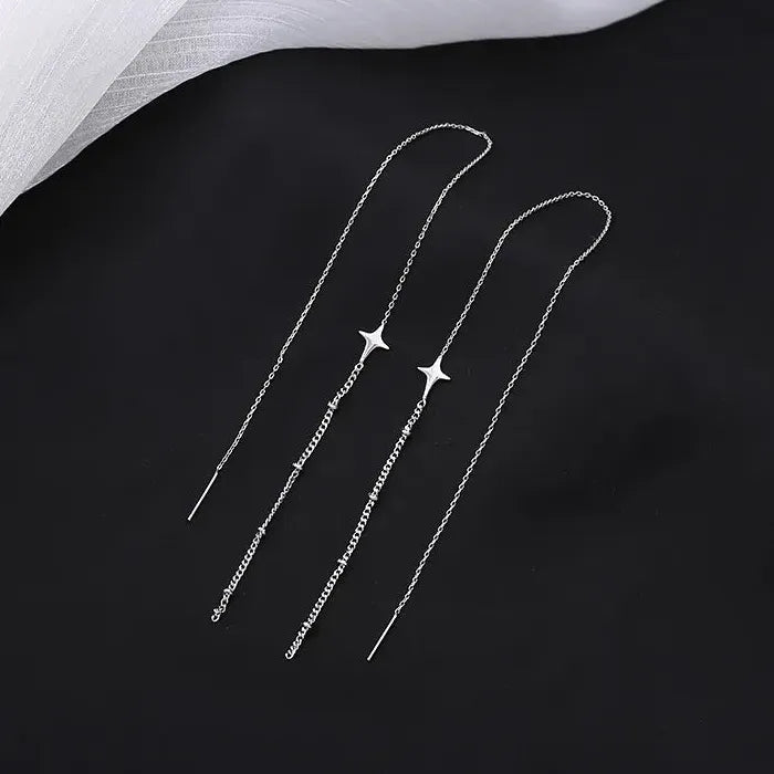 Zinc Alloy Long Tassel Star Ear Line Drop Earrings for Women