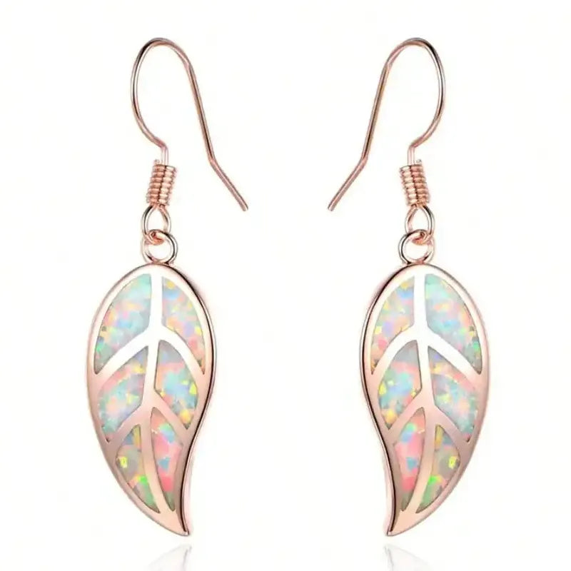 Copper Vintage Bohemian Leaf Earrings for Women and Girls, Colorful Pendant Gift