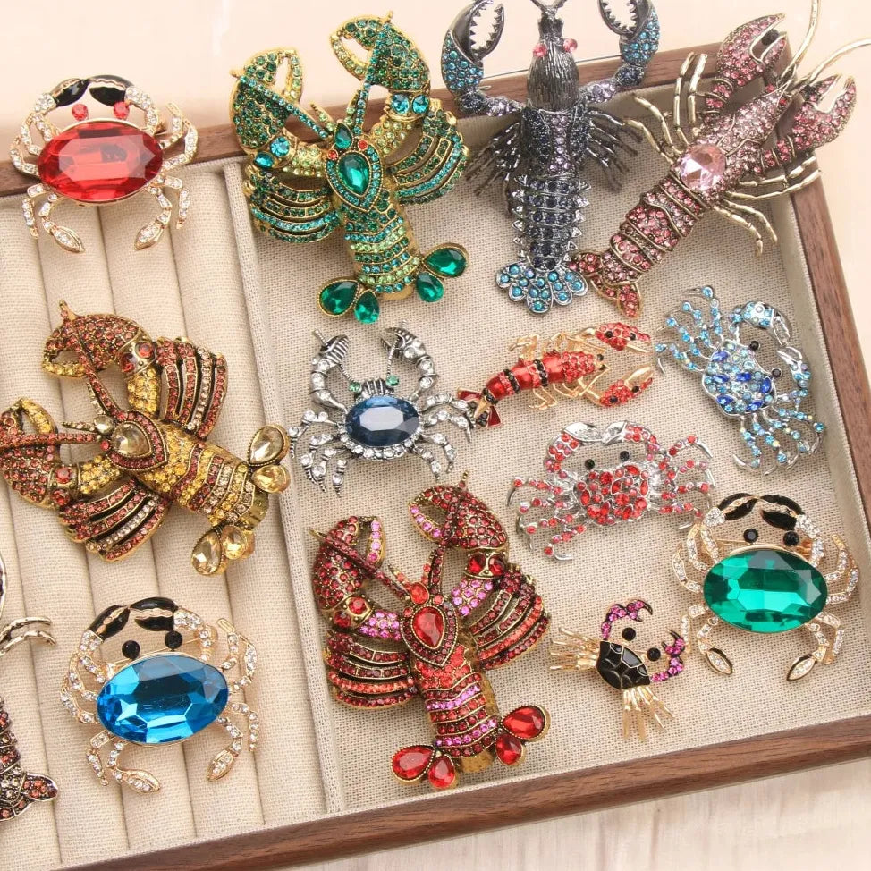 Vintage Lobster & Crab Brooches Classic Fashion Jewelry Gift for Men & Women