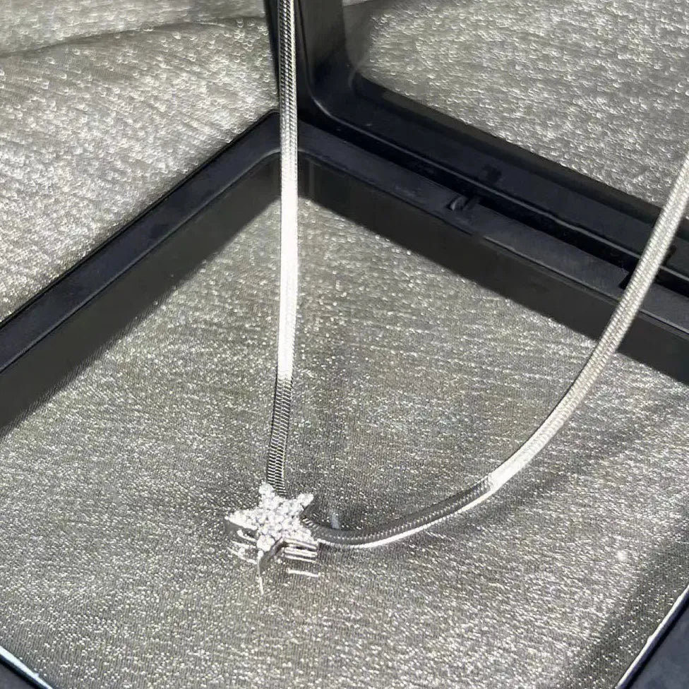 Galaxy Star Pendant Necklace Y2K Punk Clavicle Chain for Women Men