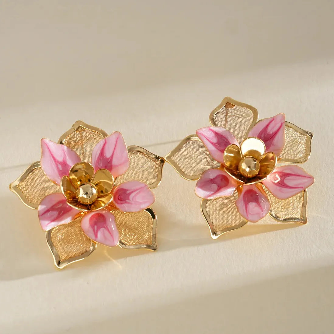 Vintage Drop Oil Flower Plant Motif Steel Needle Earrings for Women