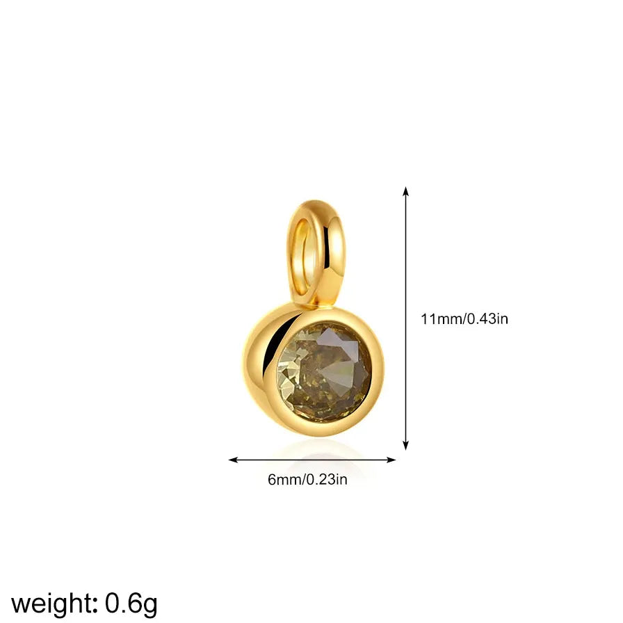 Multicolor Crystal 12 Month Birthstone Pendant Charm for Women Stainless Steel Gold Jewelry