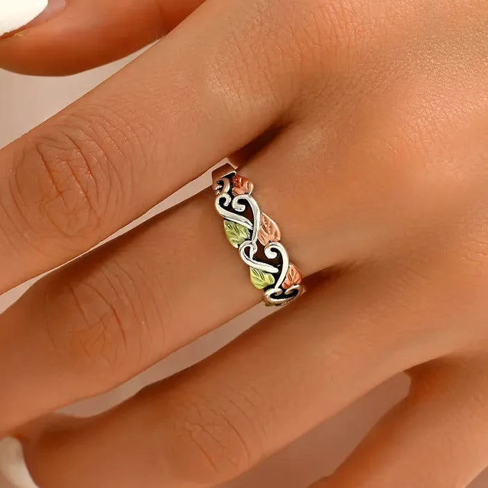 Vintage Minimalist Bohemian Leaf Design Zinc Alloy Ring for Brides Ladies Daily Jewelry