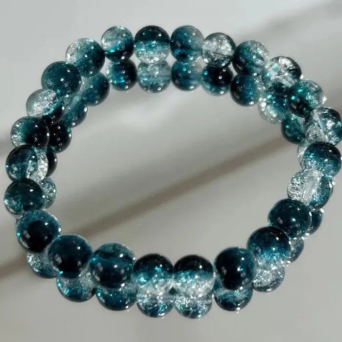 8MM Handmade Elastic Glass Beads Bracelet Minimalist Round Bangle Gift Jewelry