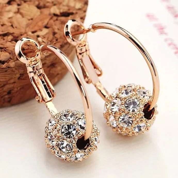 Women Lucky Beads Crystal Earrings Colorful Balls Inlaid Zircon Jewelry