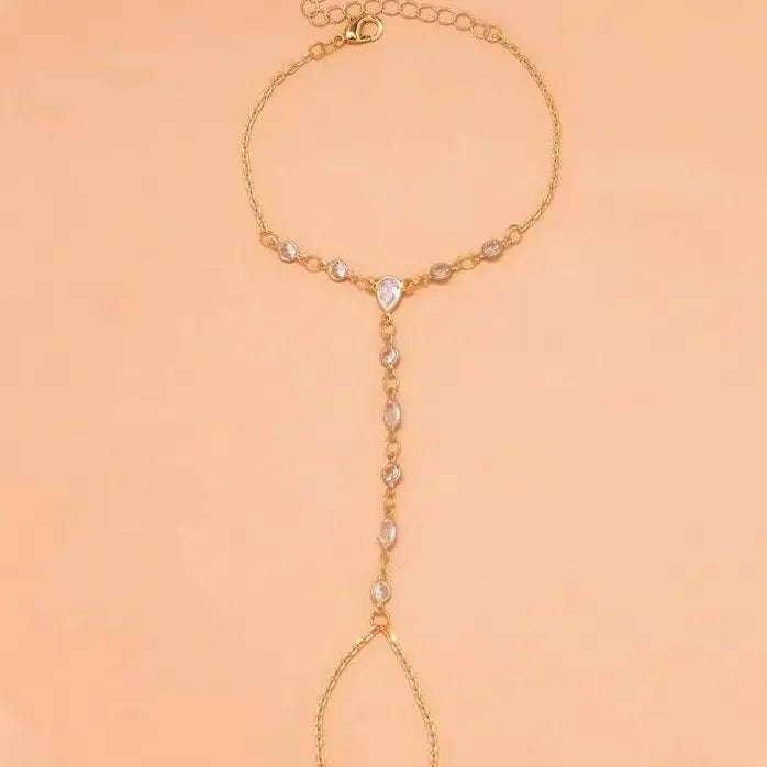 Transparent Rhinestone Crystal Bracelet Featuring Water Drop Design for Women