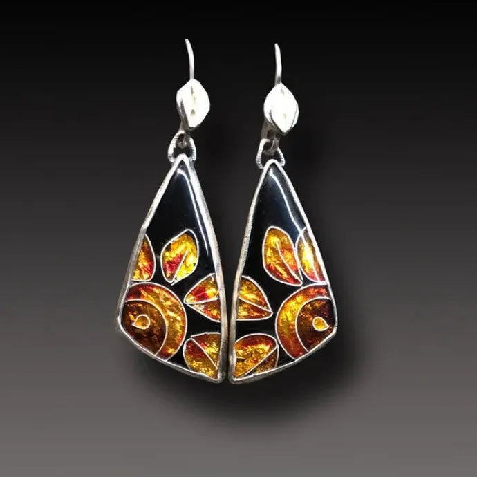 Retro Silver Metal Inlaid Resin Drop Earrings for Women’s Parties Engagements