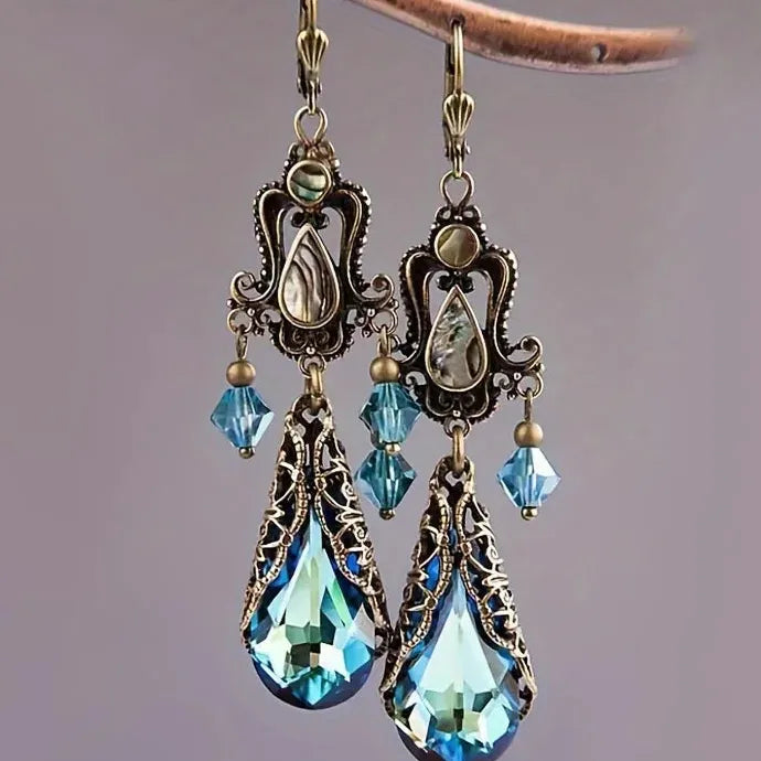 Vintage Bohemian Acrylic Crystal Water Drop Earrings Women’s Geometric Jewelry