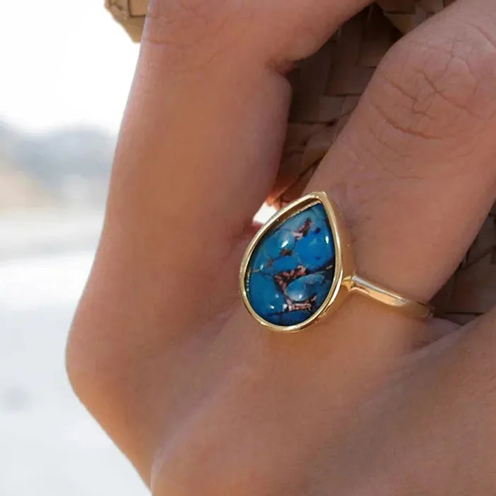 Minimalist Women's Copper Rings with Artificial Gemstone Timeless Wedding Jewelry Gifts