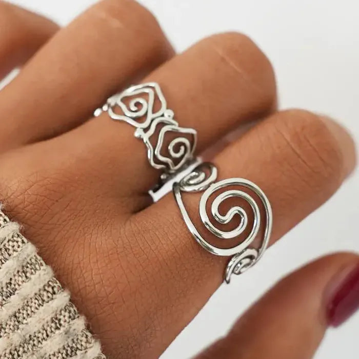 Adjustable Stainless Steel Skeleton Spiral Vortex Ring Unisex Fashion Jewelry