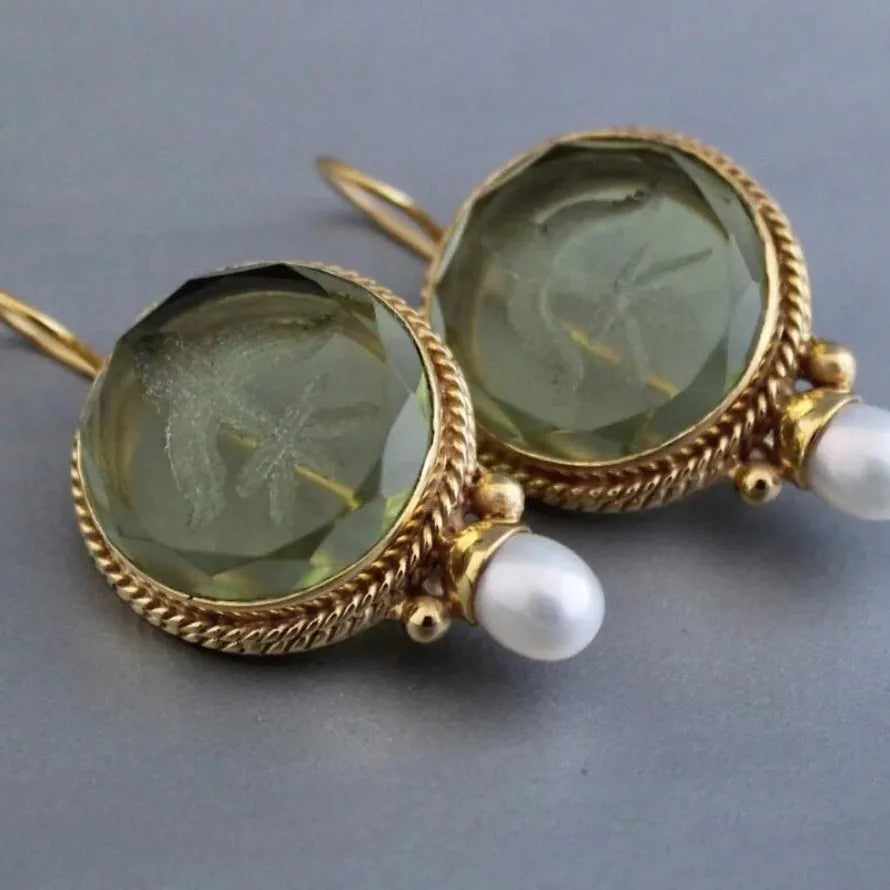 Elegant Vintage Geometric Pearl Drop Earrings Women Zinc Alloy Bridal Jewelry Gift