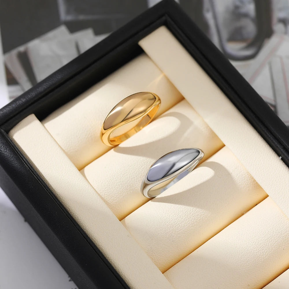 18k Gold Plated Punk Waterproof Waterdrop Ring Set for Couples Retro Jewelry Gift