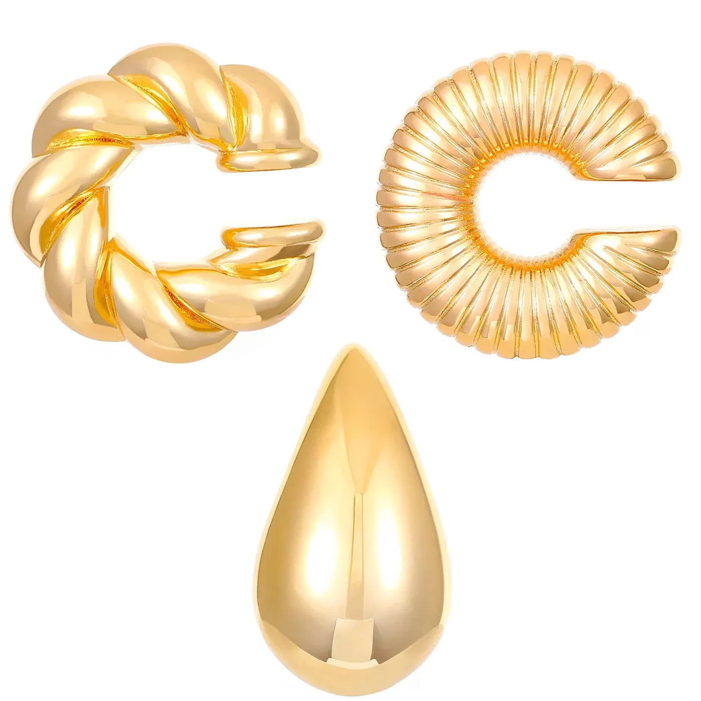 4Pc Vintage Geometric Clip Earrings Women Trendy C Shape Ear Cuff Jewelry