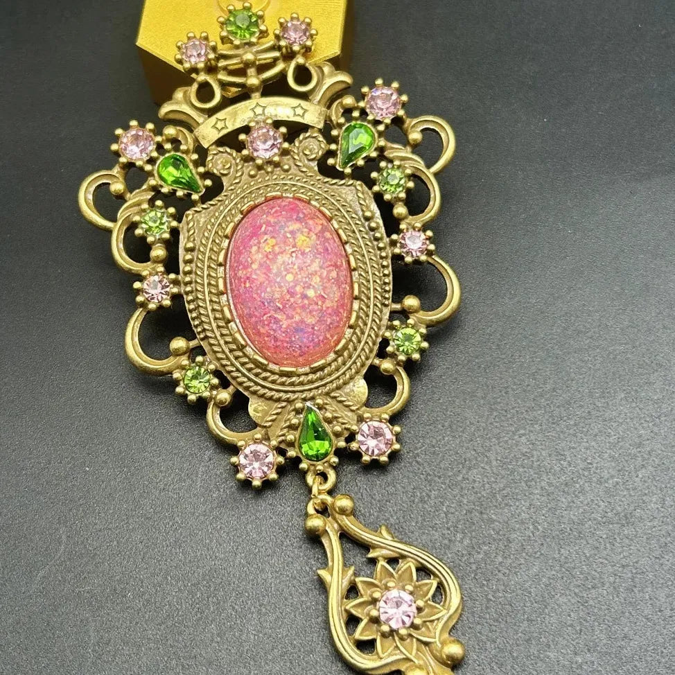 Vintage Elegant Large Gemstone Rhinestone Brooch Pin for Men Women
