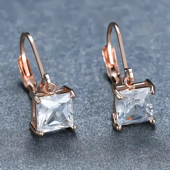 Luxury Geometric Cubic Zirconia Solitaire Drop Earrings for Women