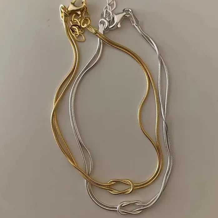 Love Knot Couple Bracelets 14K Gold Plated Stainless Steel Adjustable Gift Jewelry