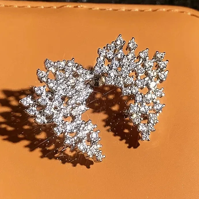 Geometric Cubic Zirconia Stud Earrings for Women Elegant Wedding Jewelry