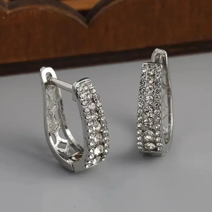 Cubic Zirconia U-Shaped Drop Earrings Zinc Alloy for Women Daily Wear