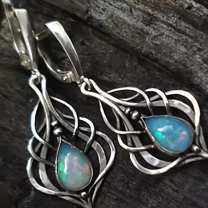 Vintage Bohemian Gothic Synthetic Gemstone Drop Earrings Zinc Alloy Jewelry Gifts Women