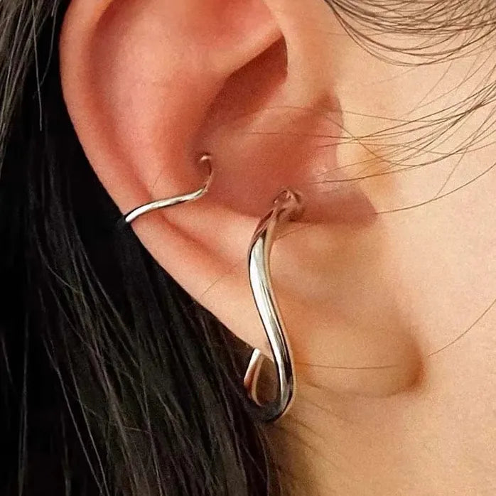 2Pcs Geometric Fake Piercing Cartilage Ear Clips for Women Stylish Jewelry