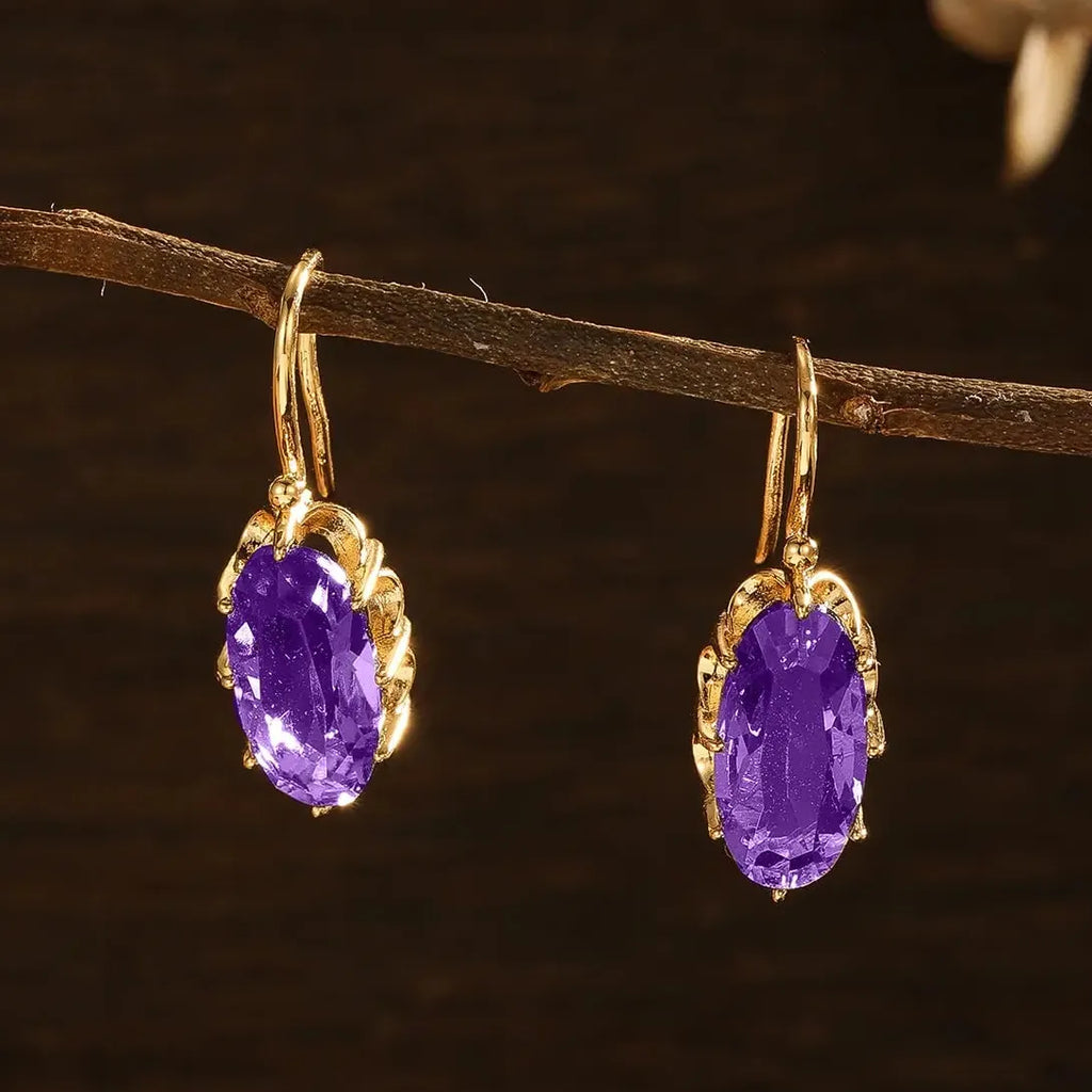 Elegant Women Oval Cubic Zirconia Drop Earrings Luxury Dangle Jewelry