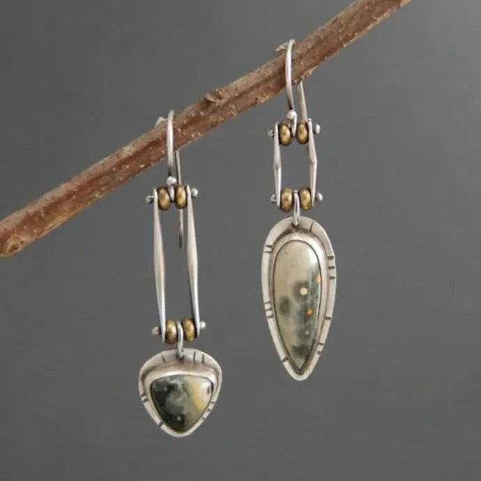 Vintage Bohemian Resin Inlaid Drop Earrings for Men and Women Gift