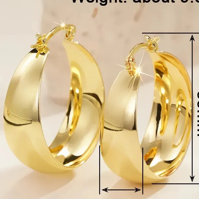 Charming Women’s Gold Color Brass Geometric Hoop Earrings Luxury Wedding Jewelry