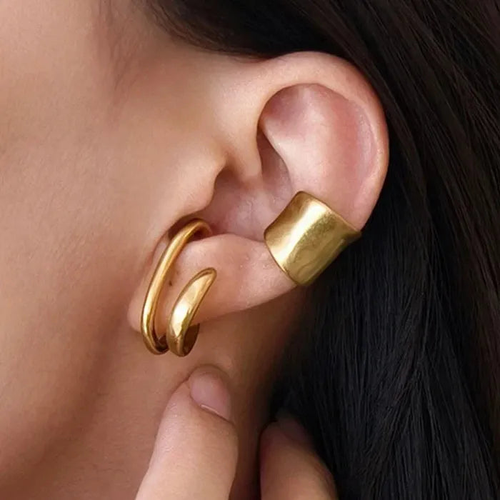 Vintage Minimalist Zinc Alloy Arc-Shaped Clip Earrings for Women Punk Jewelry