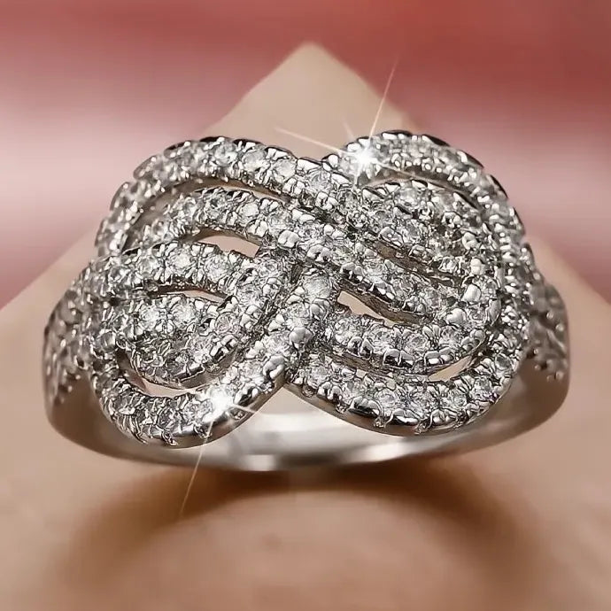 Women’s Geometric CZ Cross Ring Brass Cocktail Party Wedding Jewelry