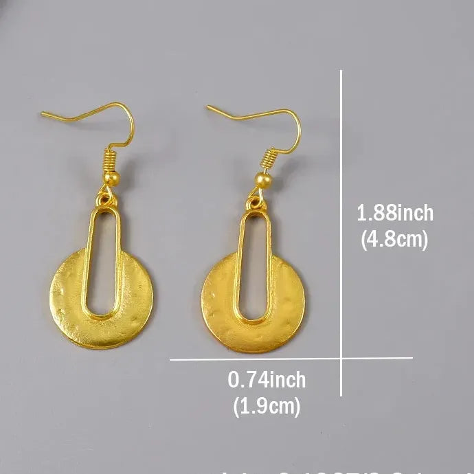 Retro Punk Geometric Metal Pendant Drop Earrings Gold Zinc Alloy Jewelry
