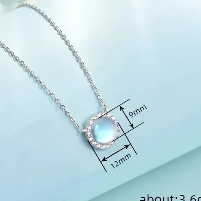 Elegant Round Imitation Moonstone Pendant Necklace for Women Wedding Jewelry