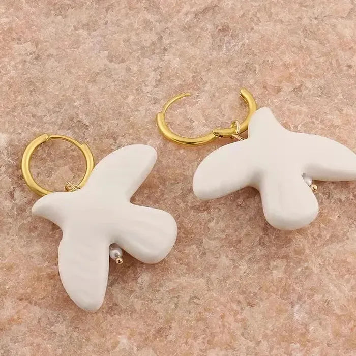 Peace Dove Geometric Round Hoop Earrings Zinc Alloy Jewelry Gift