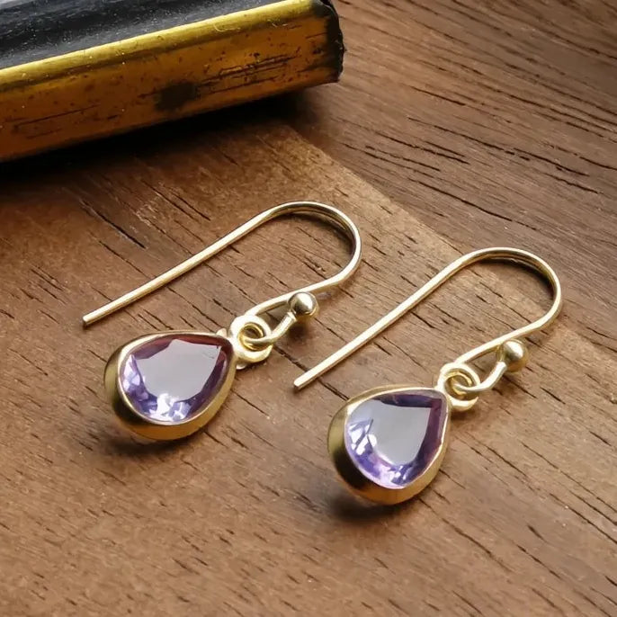 Purple Cubic Zirconia Geometric Dangle Earrings Copper Alloy Wedding Gift