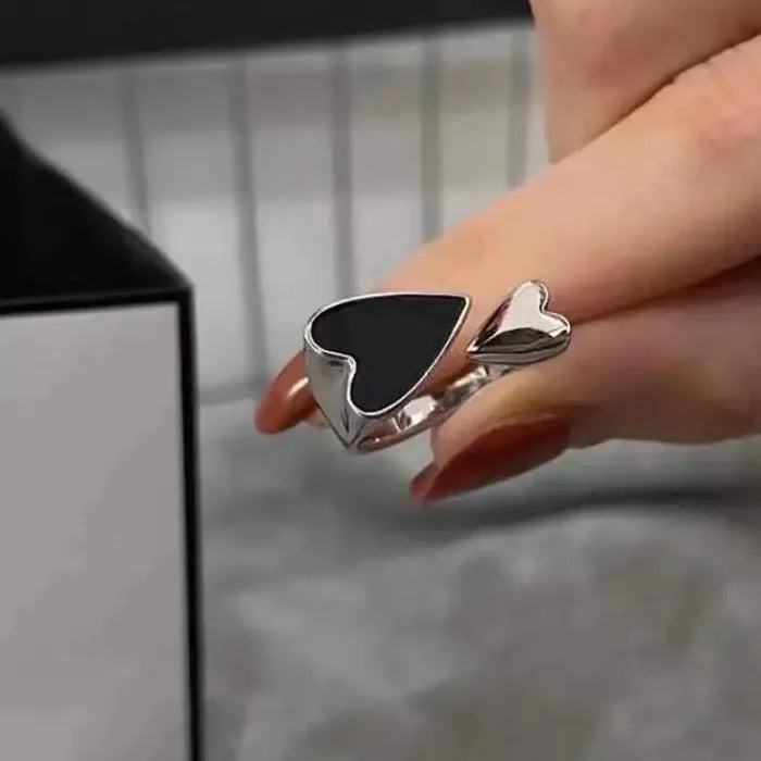 Adjustable Silver Smile Shape Ring for Women Vintage Jewelry Gift Fashion