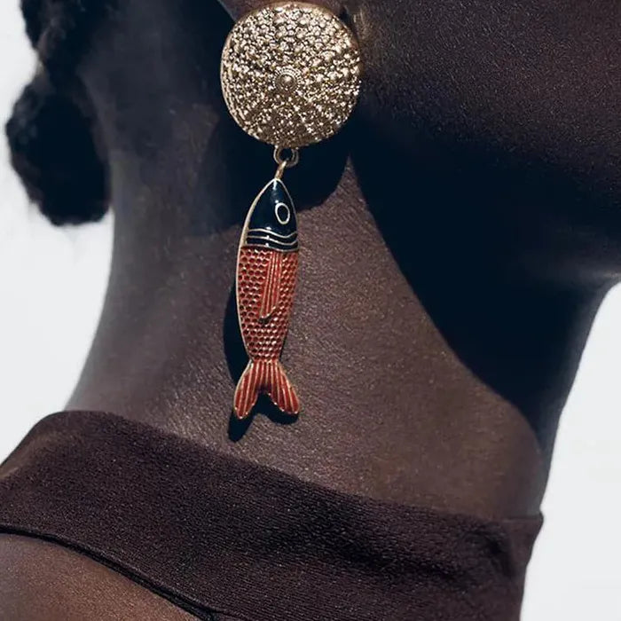 Bohemian Fish Pendant Copper Alloy Earrings Minimalist Summer Jewelry