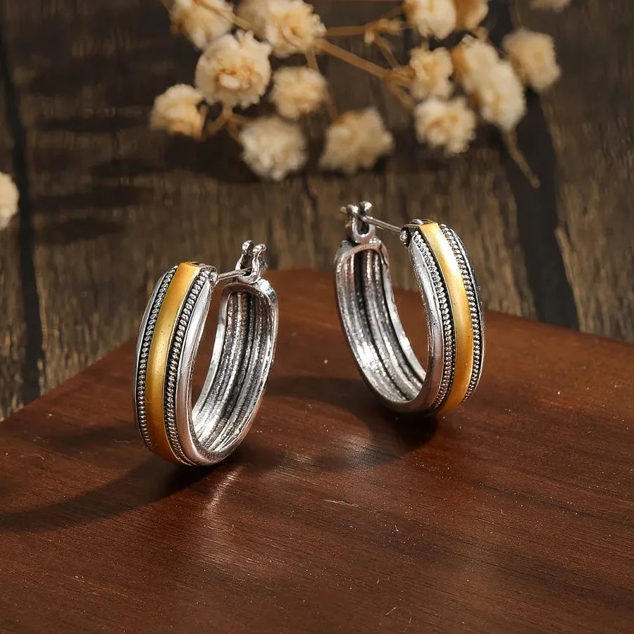 Gold Color Hoop Earrings for Women Zinc Alloy Simple Daily Fashion Jewelry