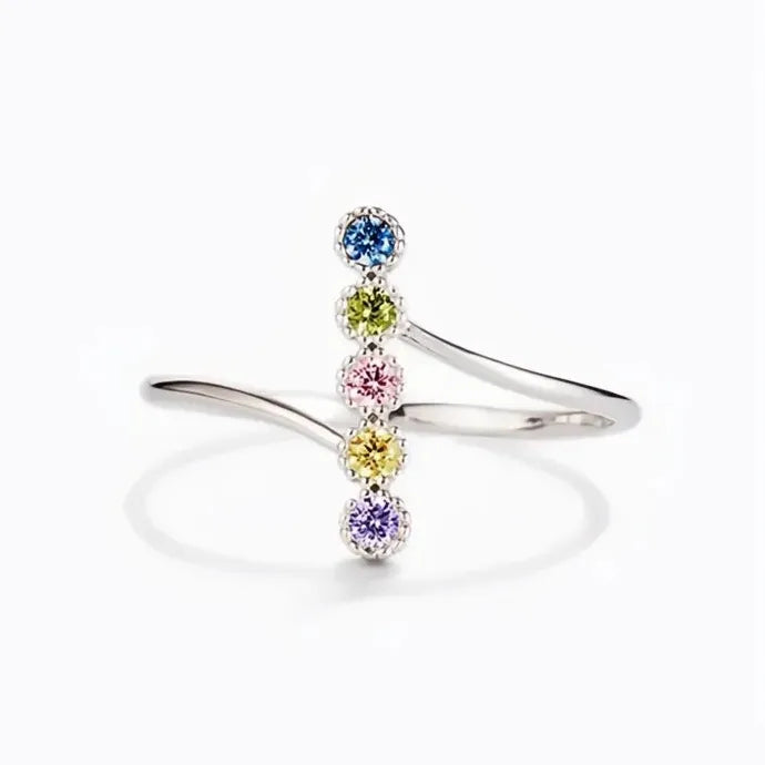 Stylish Colorful Cubic Zirconia Geometric Brass Rings for Women