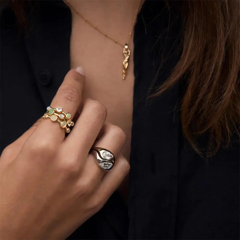 2pcs Twisted Symmetry Couple Rings Stainless Steel Zircon Wedding Jewelry 2026