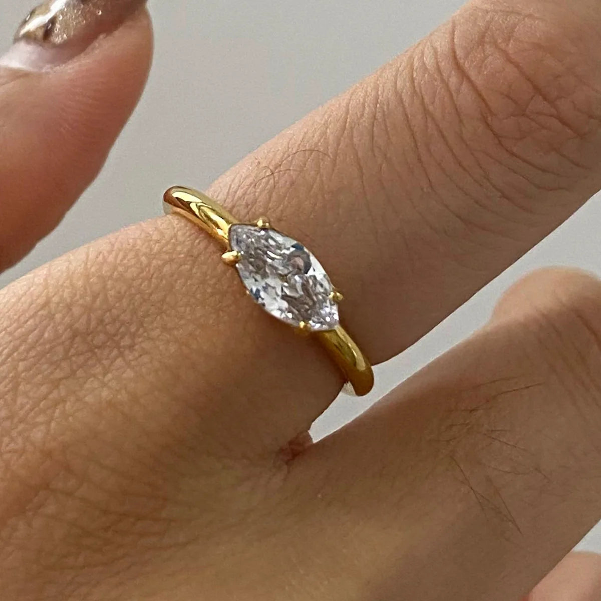 3pcs 18K Gold Plated Twisted Circle Zircon Rings Stainless Steel Bride Jewelry